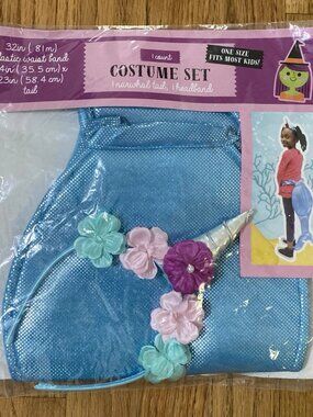 Narwhal Halloween Costume Dress Up Set Lei Headband &amp; Tail Kids One Size